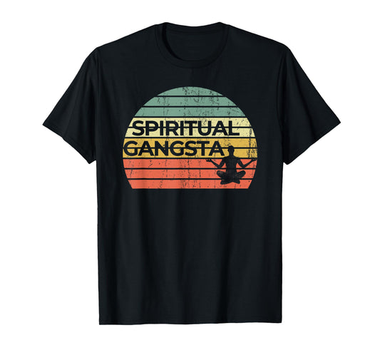 Vintage Retro Sunset Funny Yoga | Spiritual Gangsta T-Shirt