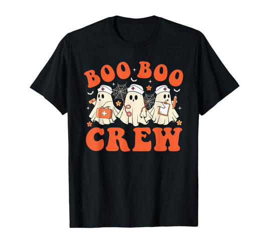 Boo Boo Crew Nurse Ghost Scrub Top Nursing Halloween Costume T-Shirt