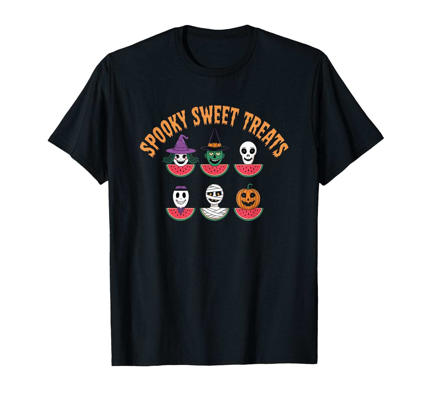 Spooky Sweet Treats Halloween Watermelon Monsters T-Shirt