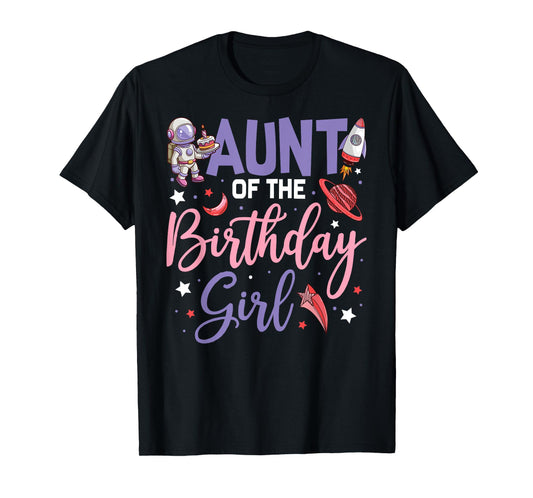 Two The Moon Aunt Of the Birthday Girl Astronaut Family T-Shirt