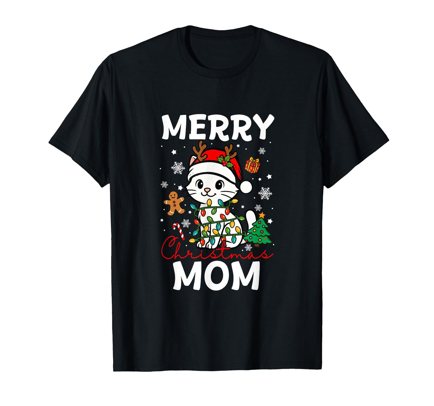 Merry Christmas Mom Santa Cat Funny Owner Lover Family T-Shirt
