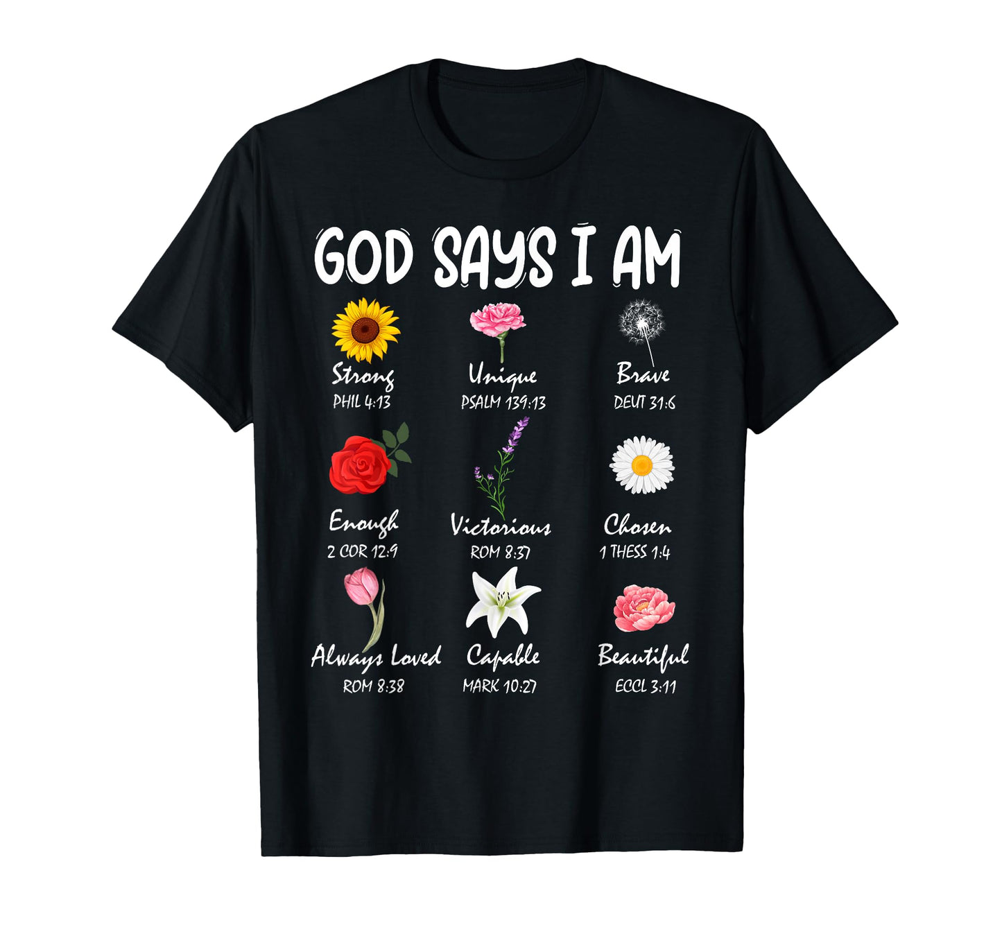 God Says I Am Cute Wild Flowers Women Girls Kids Christian T-Shirt