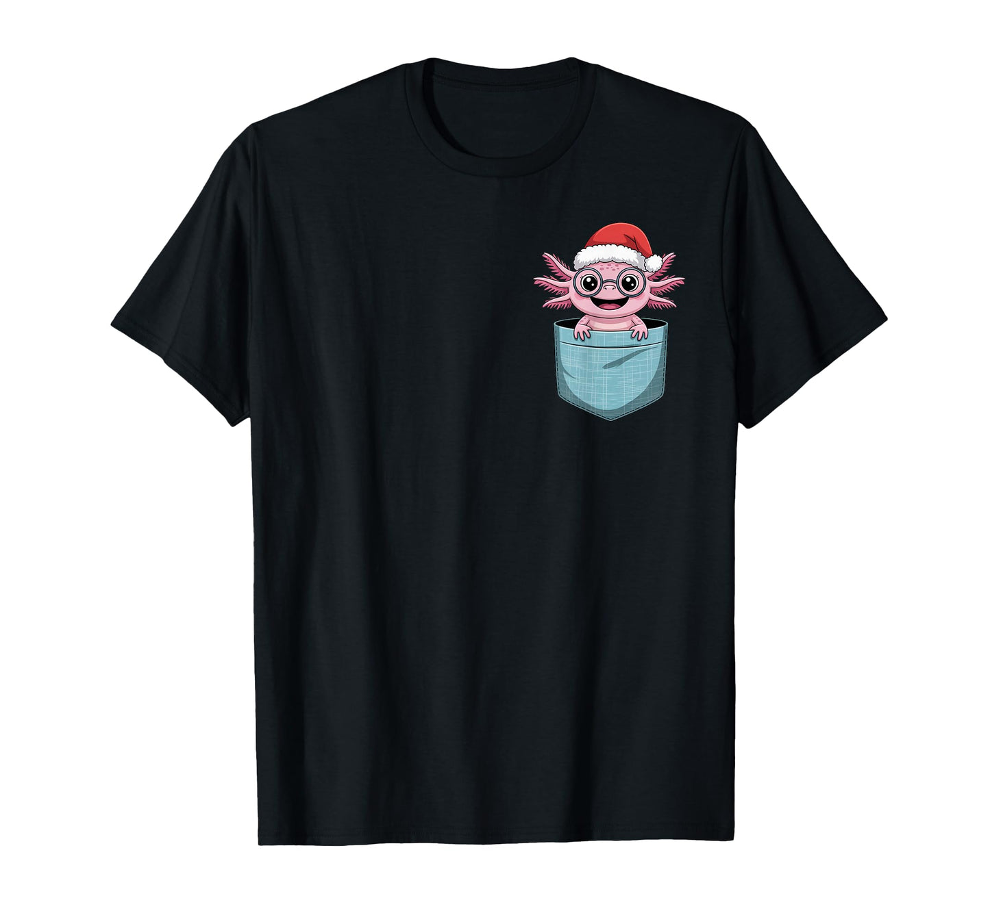 Cute Axolotl Pocket Christmas Funny Holiday Animal T-Shirt