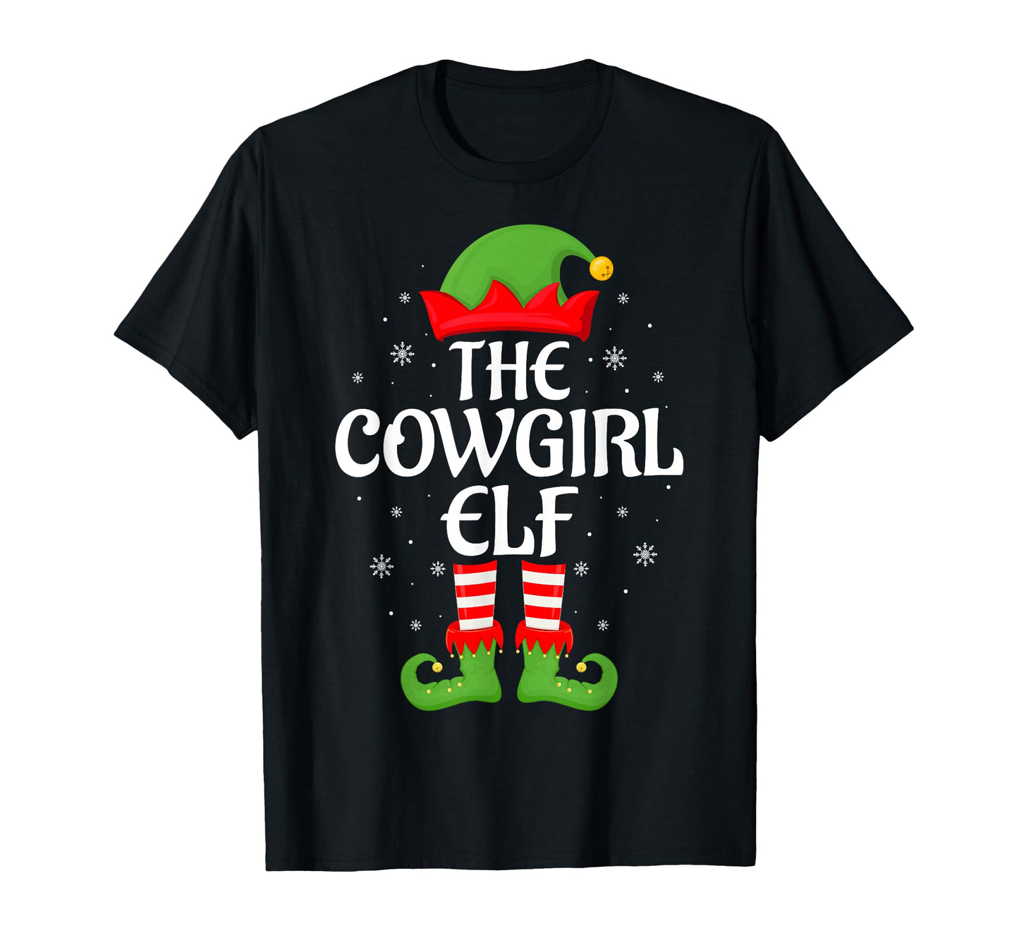 Cowgirl Elf Xmas Family Matching Elf Squad Christmas Women T-Shirt