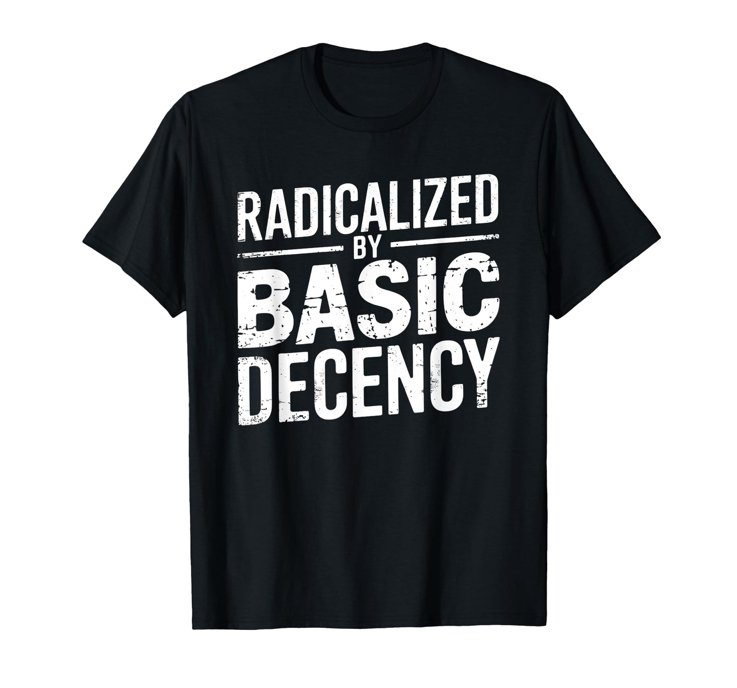 Radicalized By Basic Decency Funny Quote Distressed Vintage T-Shirt