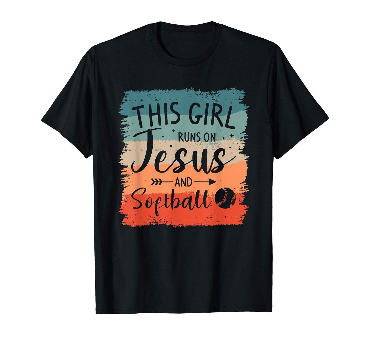 This Girl Runs On Jesus And Softball Softballer T-Shirt