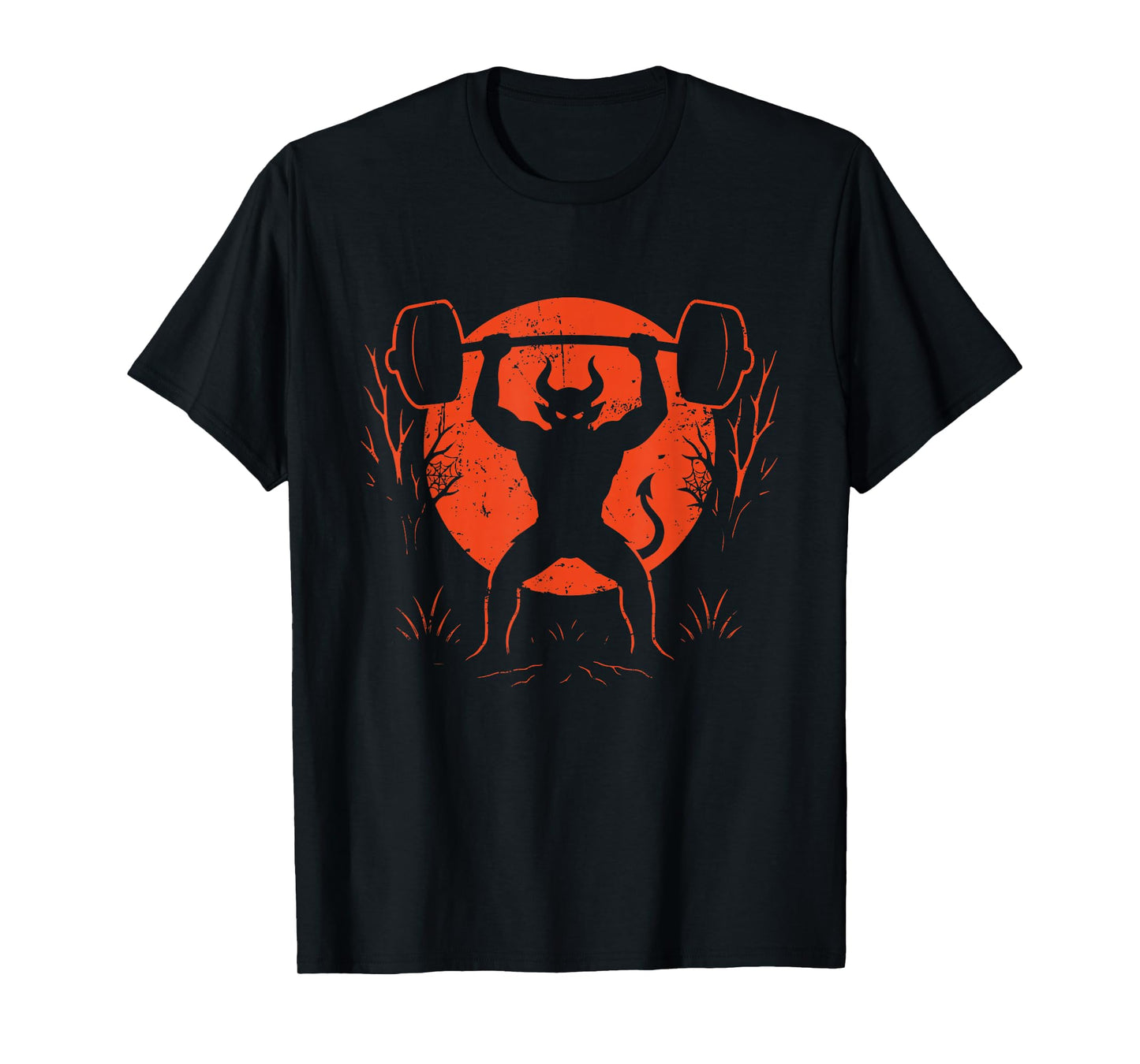 Demon Lifting Weights Halloween Moon T-Shirt