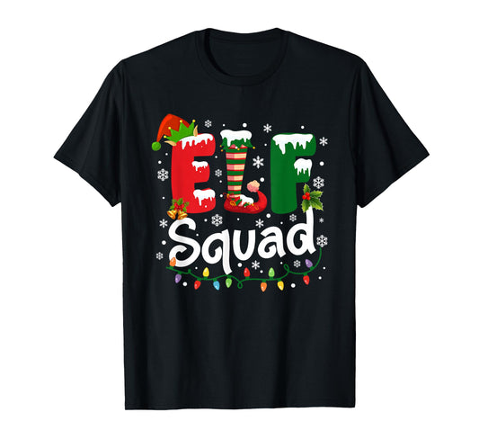 Elf Squad Christmas Lights Matching Family Pajamas Xmas T-Shirt