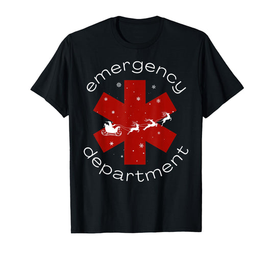 Emergency Department Christmas Santa Claus Reindeer ER Nurse T-Shirt