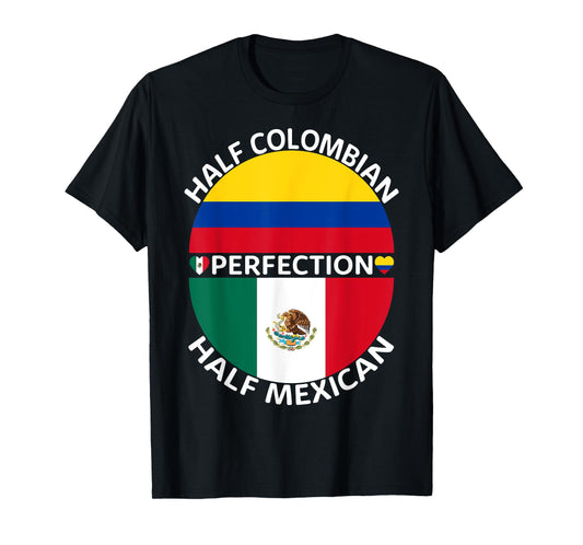 Half Mexican Half Colombian Mexico Colombia Flag Roots Men T-Shirt
