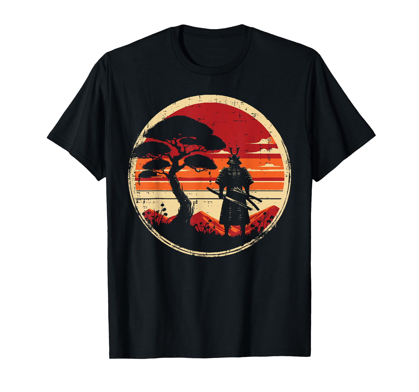 Japanese Art Samurai Retro Sunset Warrior Men Women Kids T-Shirt