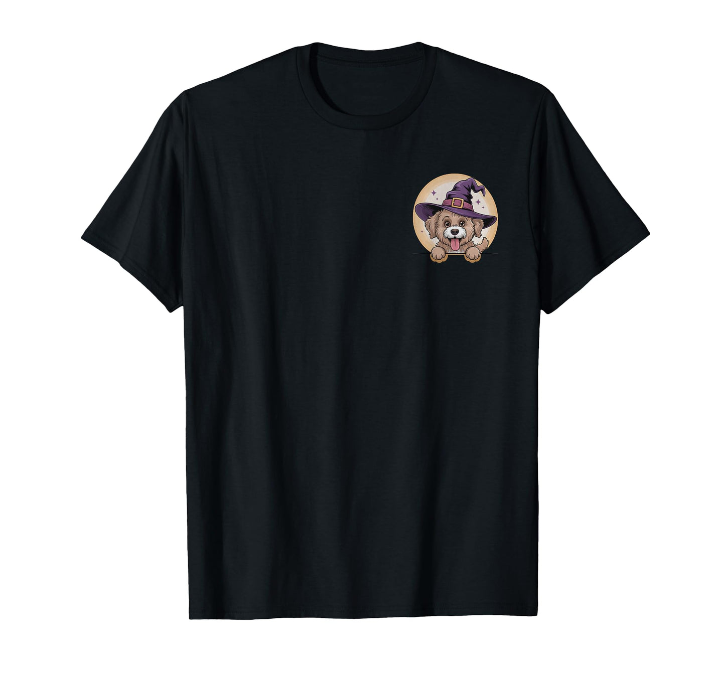 Cute Goldendoodle Dog Witch Hat Halloween Funny Doodle Puppy T-Shirt