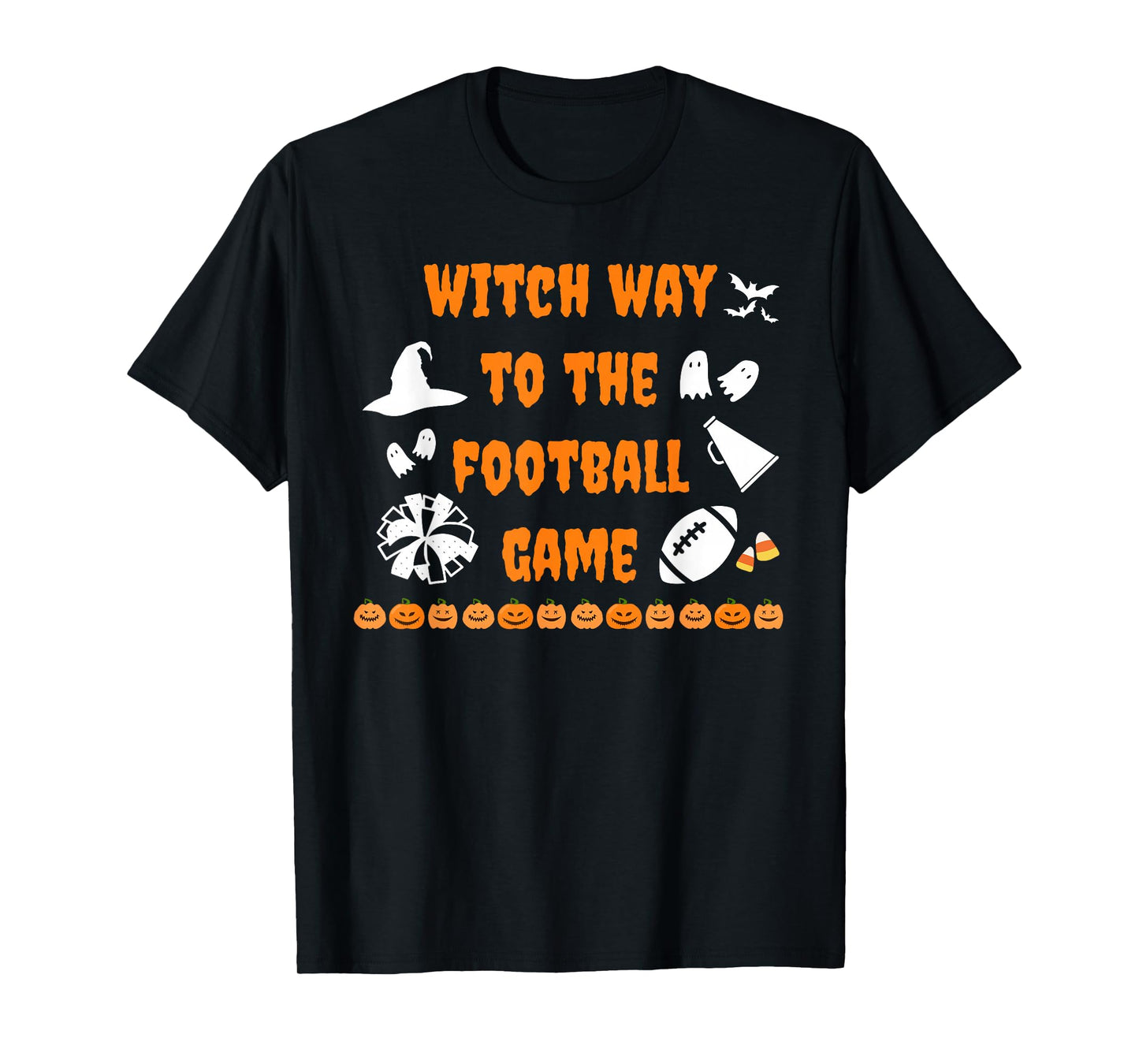 Witch Way to The Football Game Cheerleader Cheer Mom Funny T-Shirt