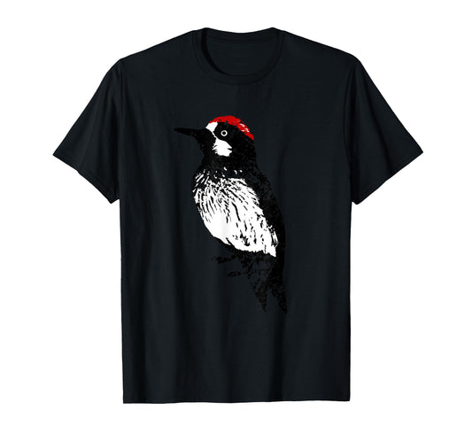 Acorn Woodpecker Bird Lover Distressed Silhouette Vintage T-Shirt