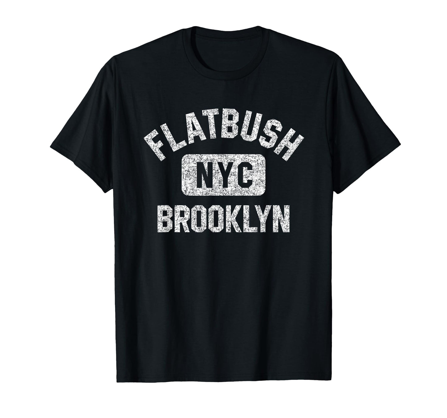 Flatbush Brooklyn NYC Gym Style Distressed White Print T-Shirt