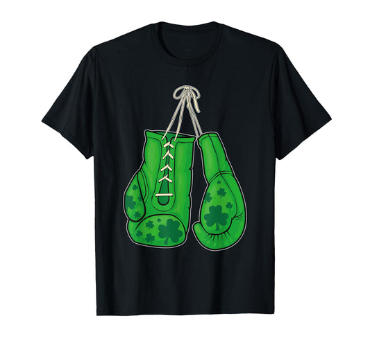 St Patricks Day Boxing Gloves Green Lucky Shamrock T-Shirt