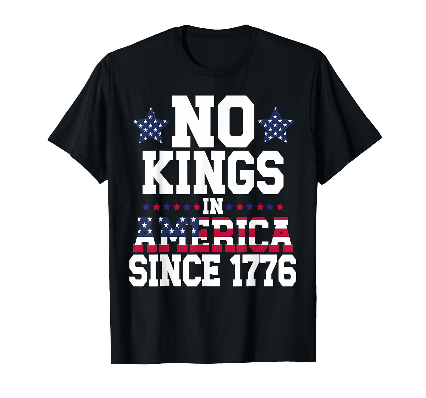 No Kings in America Since 1776 Distressed USA Flag Vintage T-Shirt