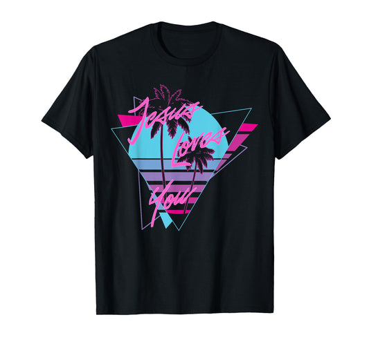 Jesus Loves You 80's Vaporwave Aesthetic Christian T-Shirt