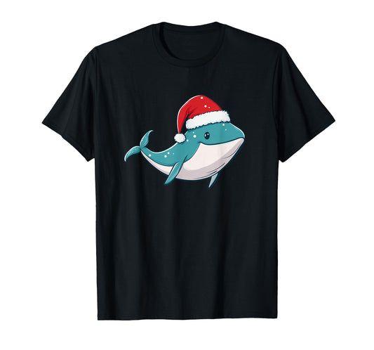 Enjoy The Holiday Season with a Whale and Santa Hat Combo T-Shirt