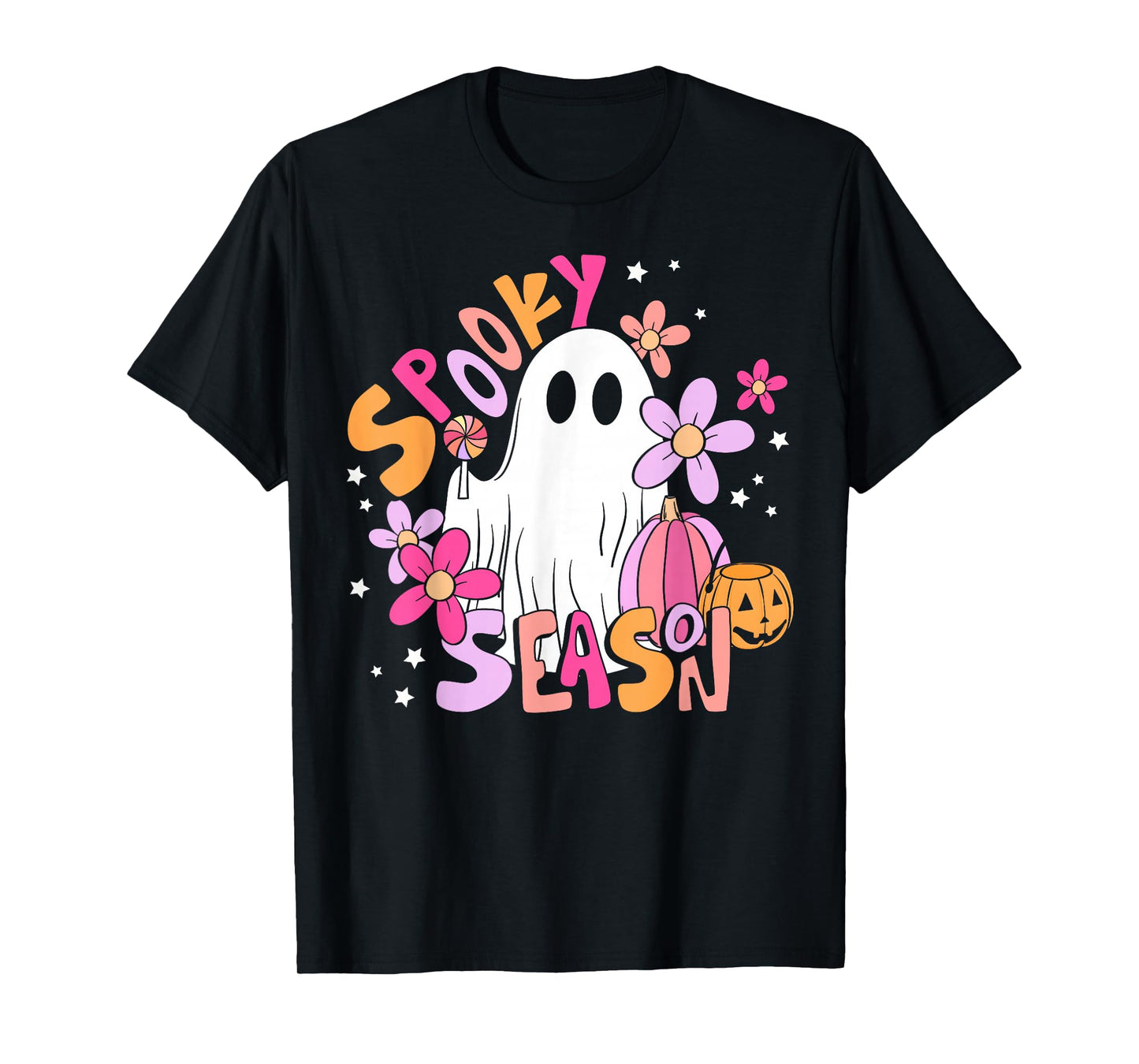 Spooky Season Happy Halloween Retro Ghost Spooky Women Girls T-Shirt