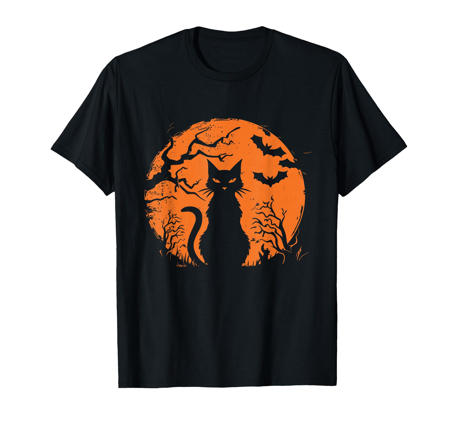 Spooky Black Cat Moon Halloween Black Cat Mom Cat Lover T-Shirt