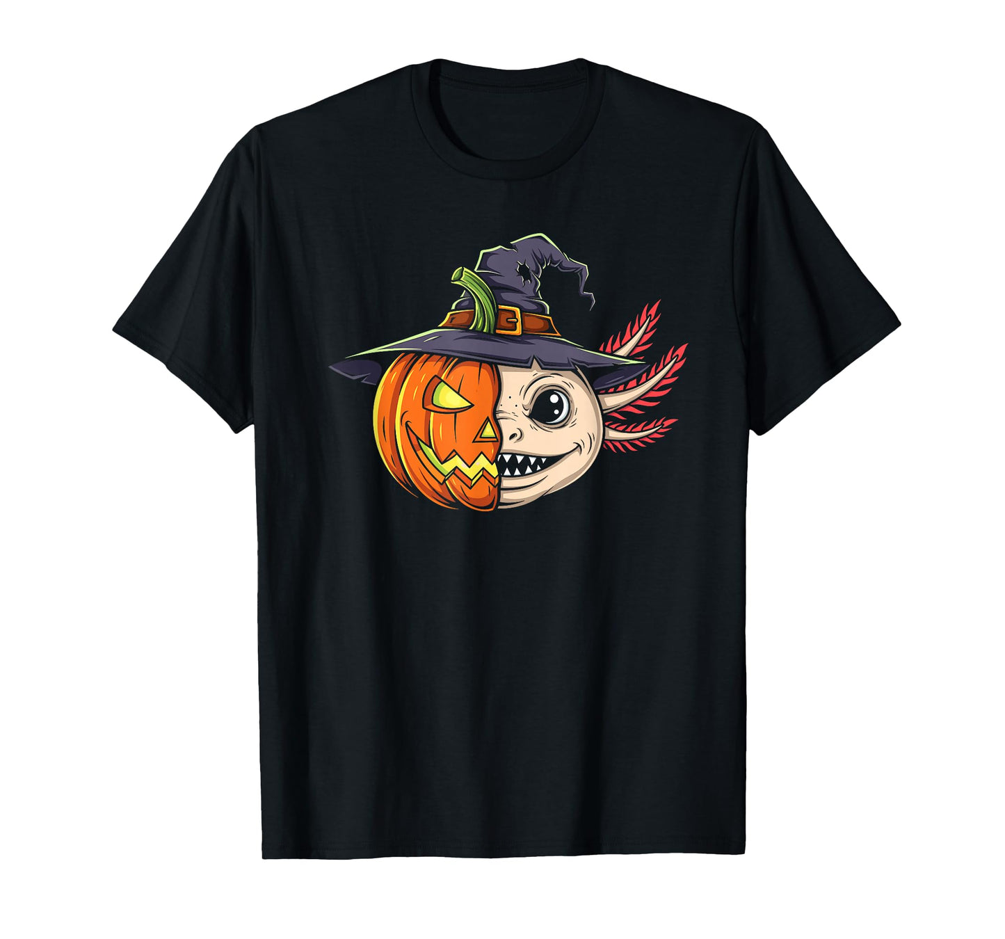 Axolotl Pumpkin Jack O Lantern Halloween Kids Mens Womens T-Shirt