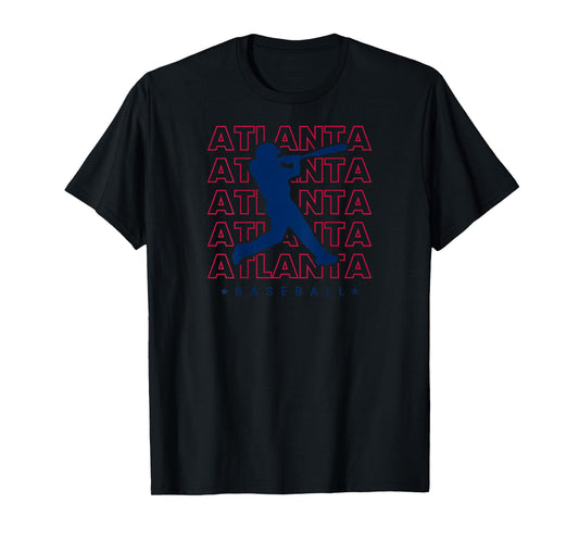 Atlanta Baseball Minimalist Backprint Retro Baseball Lover T-Shirt
