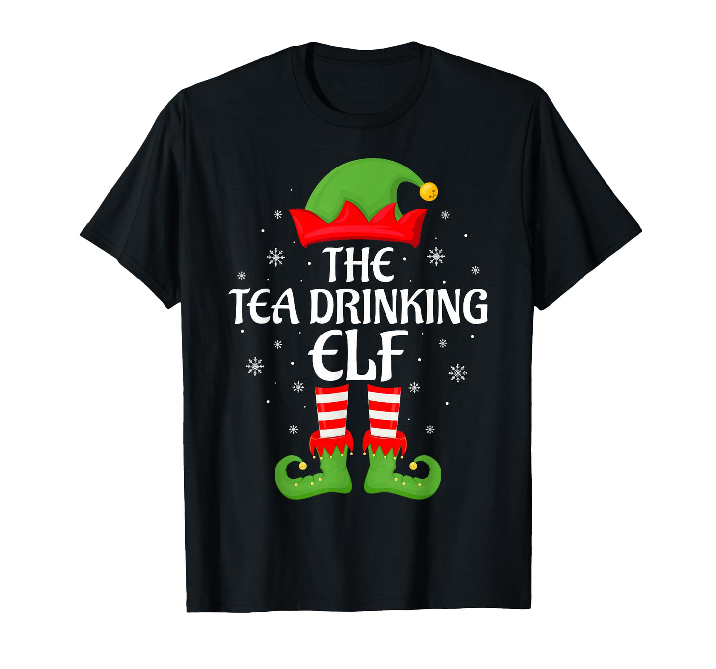 Tea Drinking Elf Xmas Family Matching Elf Squad Christmas T-Shirt