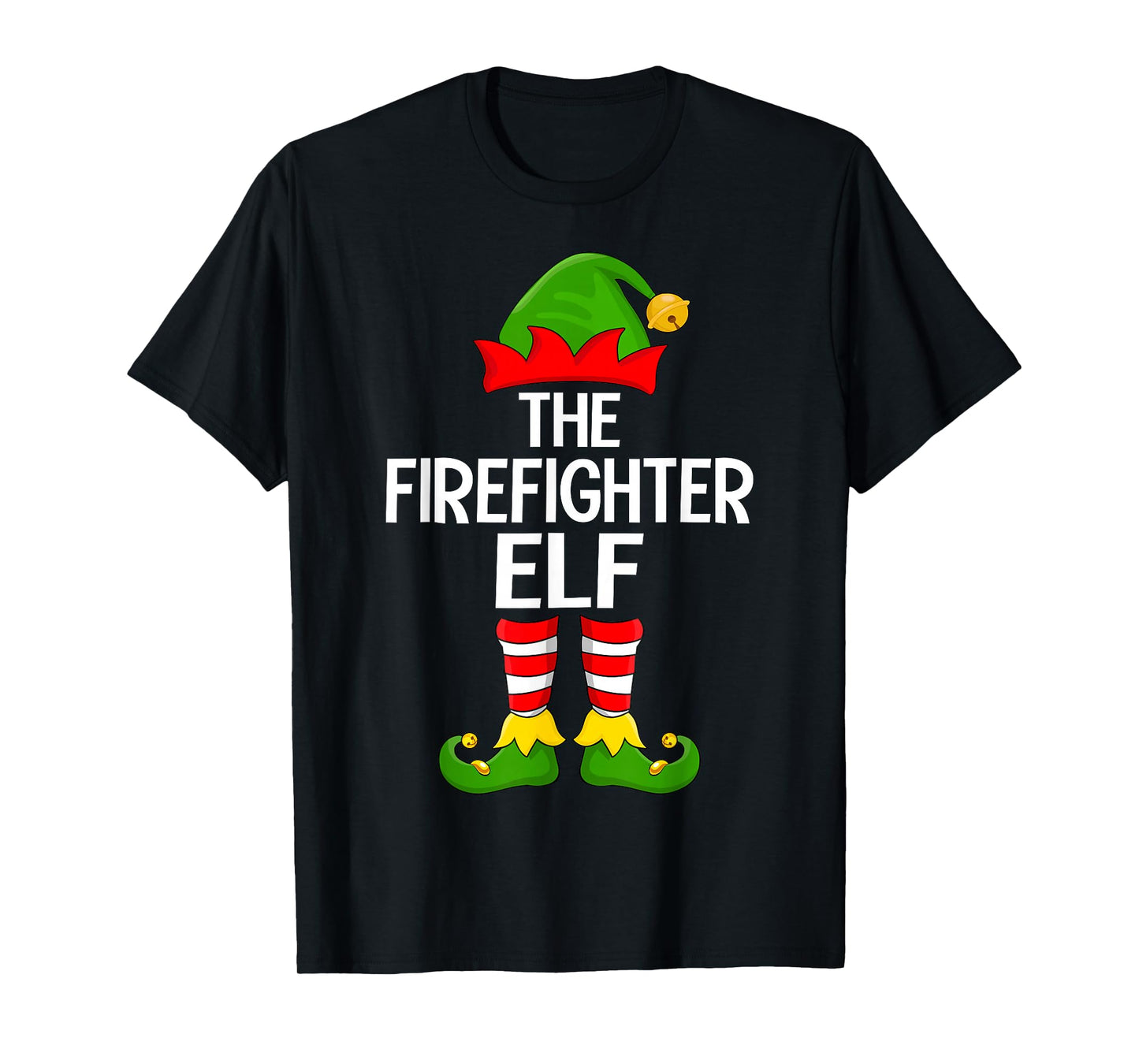 Firefighter Elf Xmas Matching Family Elf Squad Christmas T-Shirt