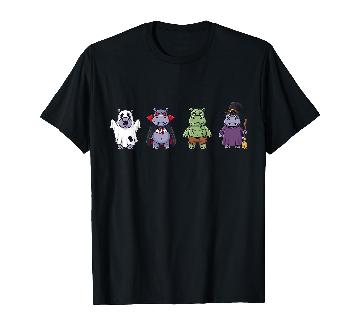 Funny Hippo Ghost Witch Zombie Halloween Costume Boys Girls T-Shirt