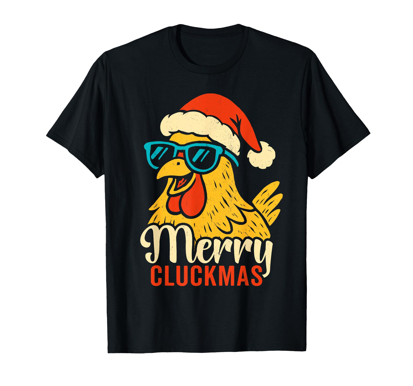 Merry Cluckmas, Cool Vintage Chicken Sunglasses Christmas T-Shirt
