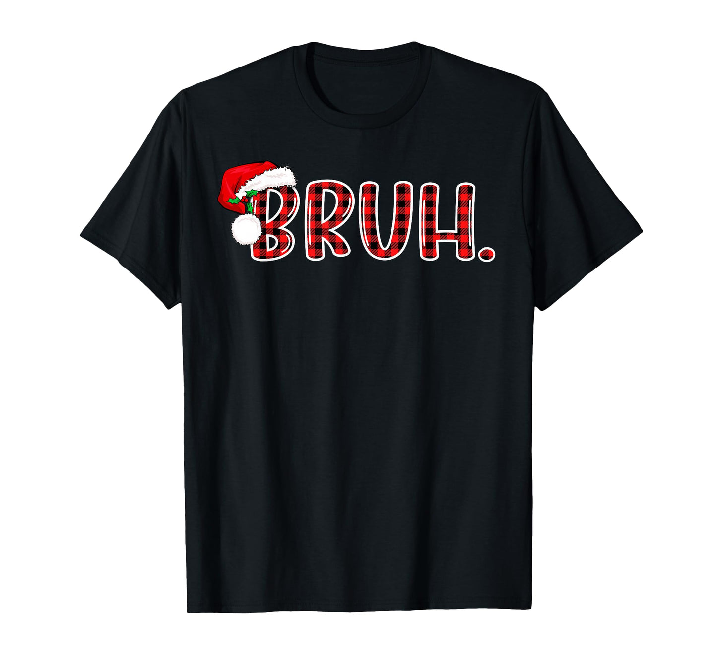 Bruh Funny Christmas Plaid Teens Boys Kids Xmas Pajamas T-Shirt