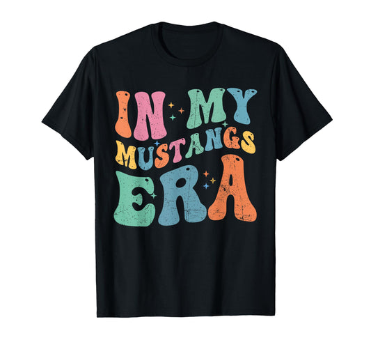In My Mustangs Era Back to School Spirit Game Retro Groovy T-Shirt