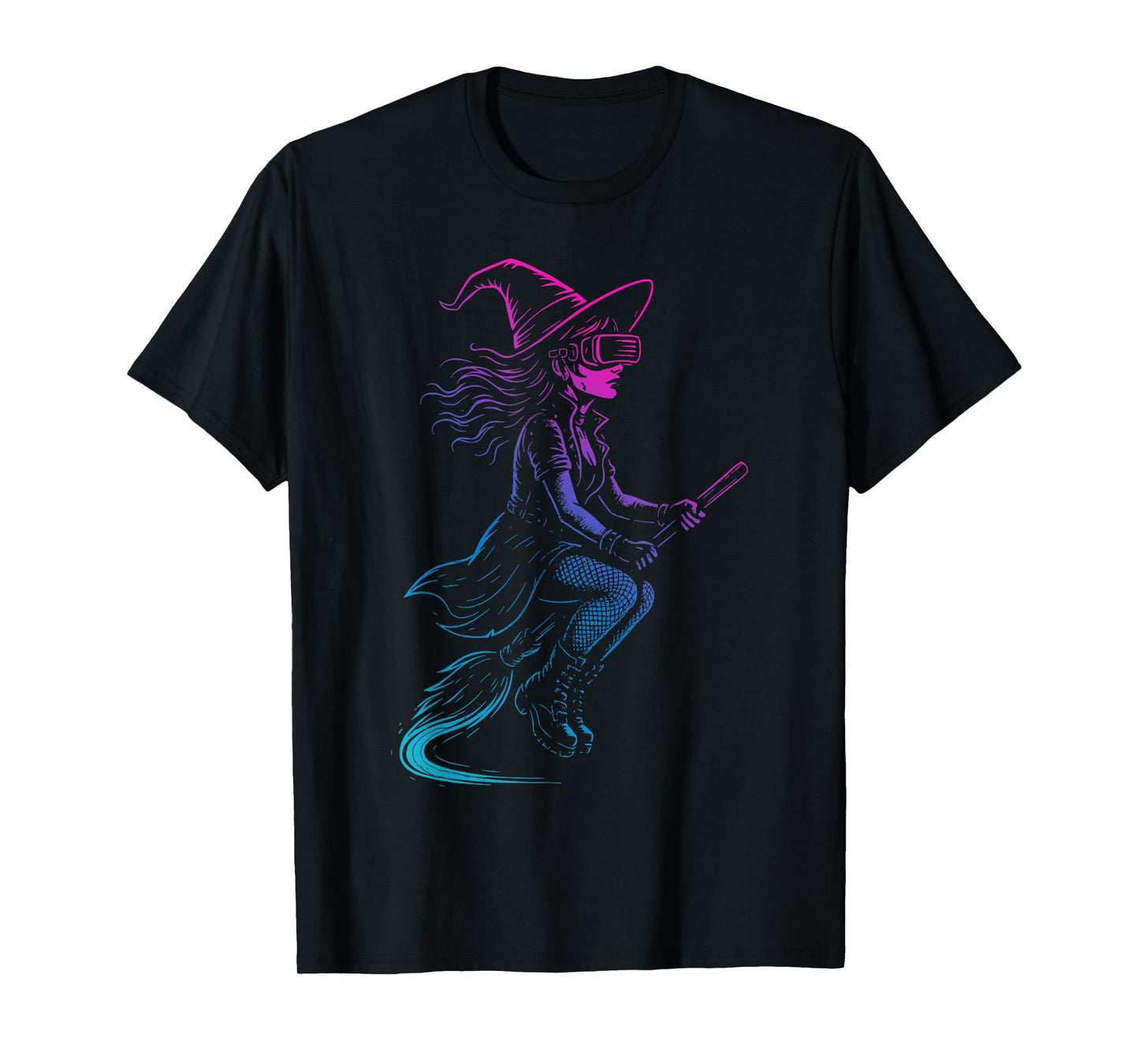 Futuristic Cyber Witch Gothic Halloween Gamer T-Shirt