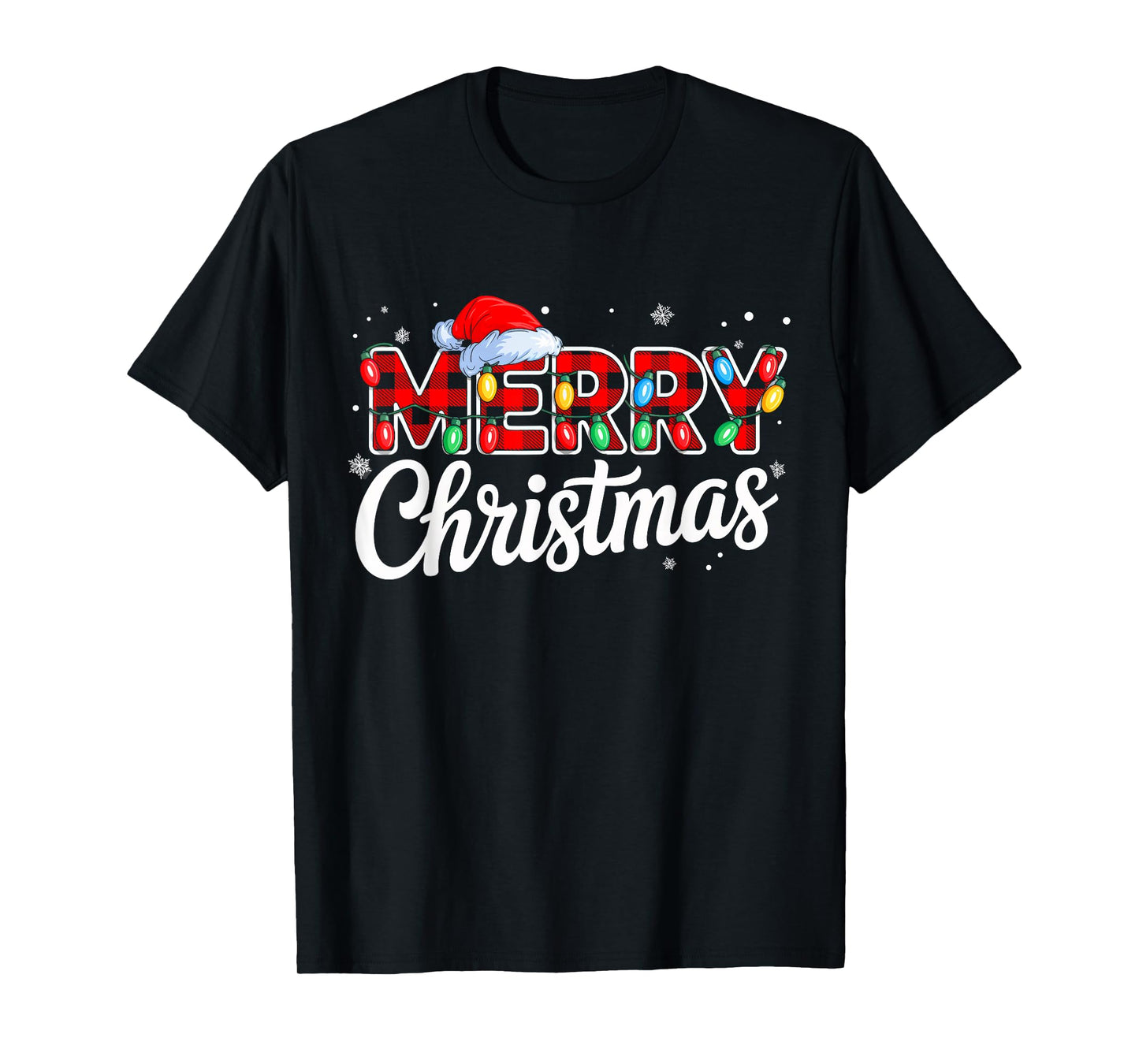Merry Christmas Buffalo Plaid Red Santa Family Xmas Pajamas T-Shirt