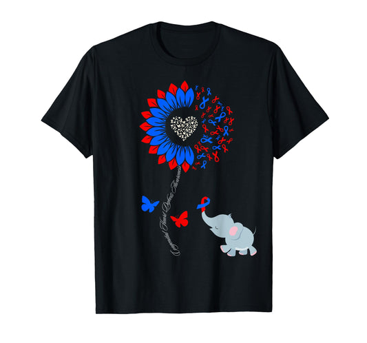 Congenital Heart Defects Awareness Sunflower Elephant T-Shirt