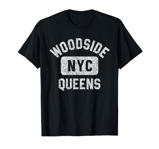 Woodside Queens NYC Gym Style Distressed Print T-Shirt