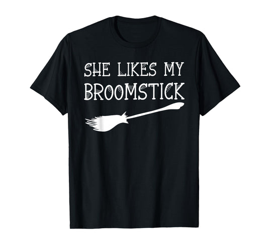I Love Her Pumpkins I Love His Broomstick Halloween Couples T-Shirt