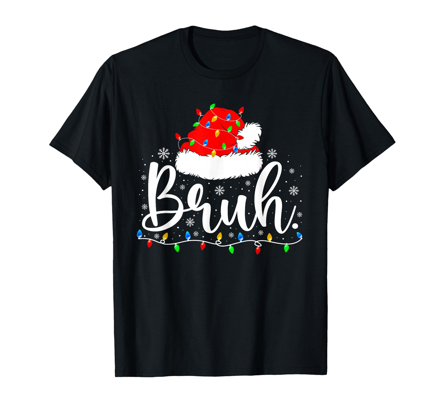 Bruh Funny Christmas Santa Hat Teens Kids Xmas Pajamas T-Shirt