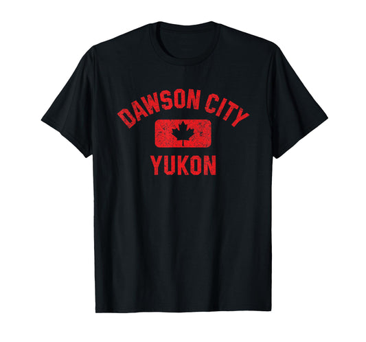 Dawson City Yukon Gym Style Distressed Red Print T-Shirt