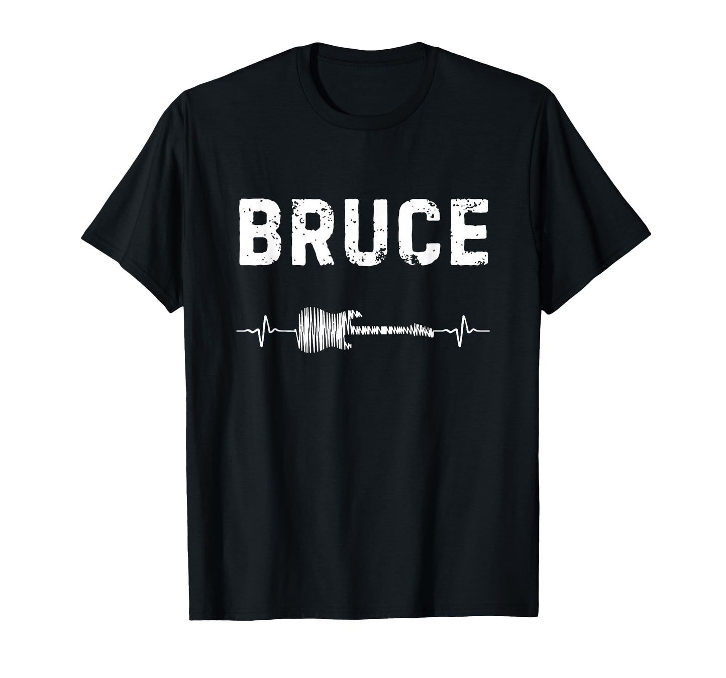 Bruce Guitar Heartbeat Music Guitarist Retro Vintage T-Shirt