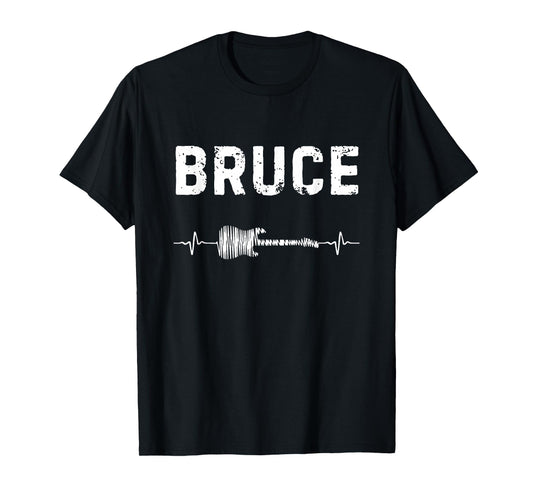 Bruce Guitar Heartbeat Music Guitarist Retro Vintage T-Shirt