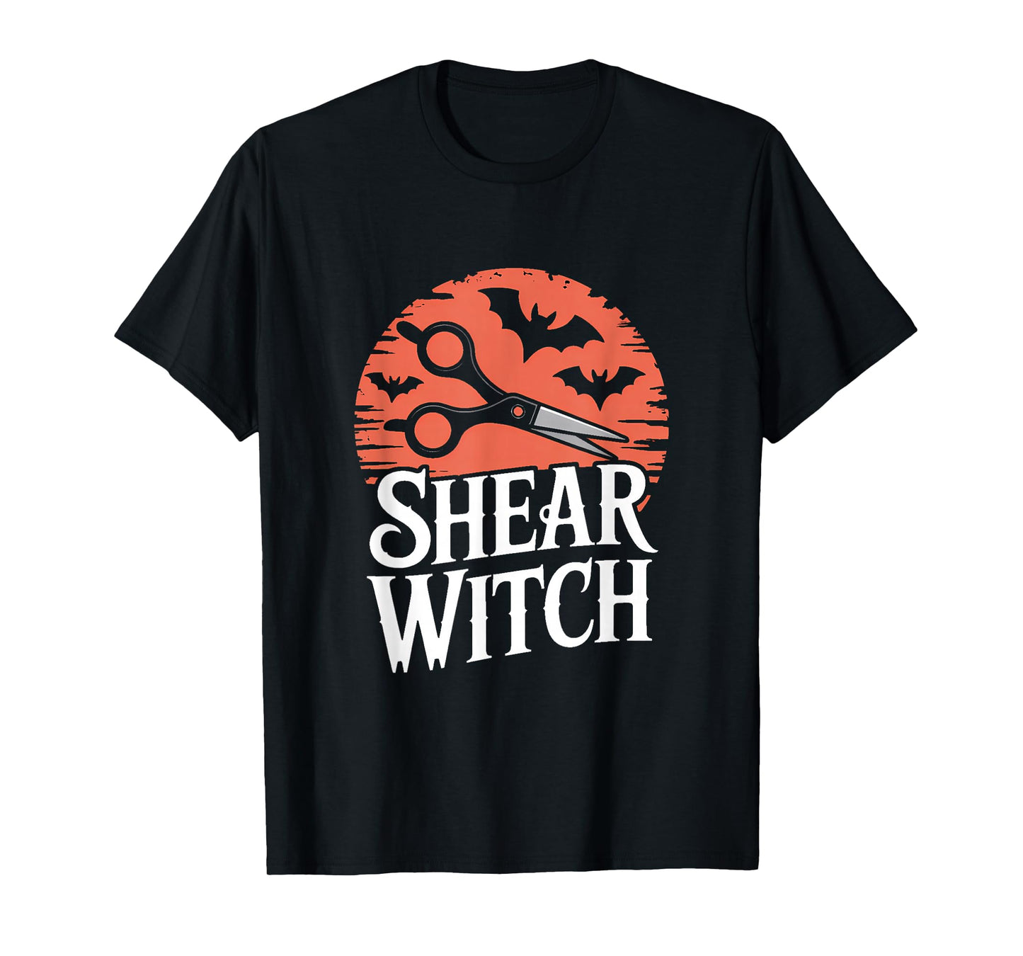Shear Witch Hairdresser Retro Bats Circle T-Shirt