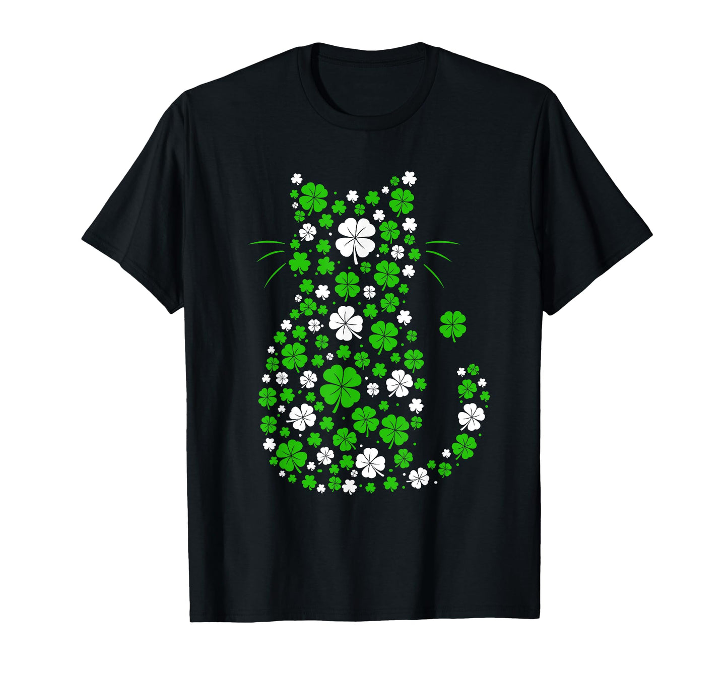 Irish Green Shamrock Lucky Clover St Patricks Day Cat Lover T-Shirt for Men Women Kids