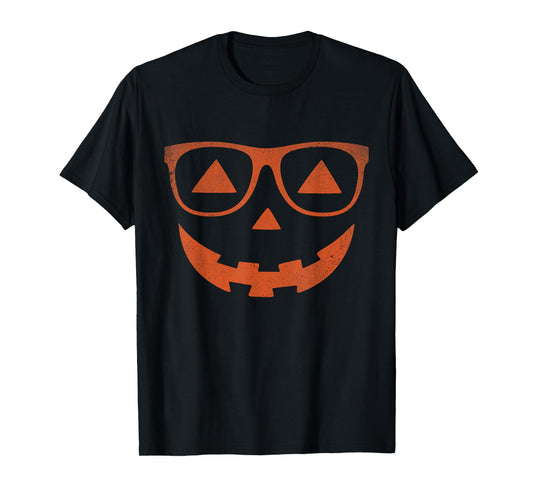 Jack O Lantern Pumpkin with Glasses Costume Halloween T-Shirt