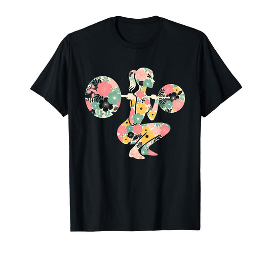 Floral FLower Weightlifting Workout Gym Fitness Mothers Day T-Shirt