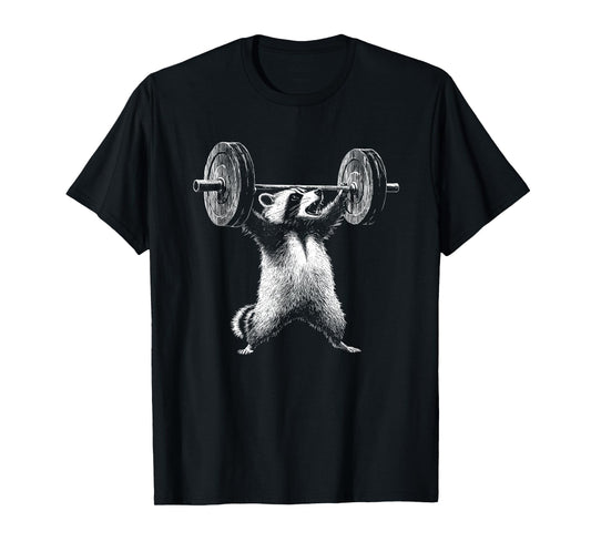 deadlift raccoon gym weight training T-Shirt