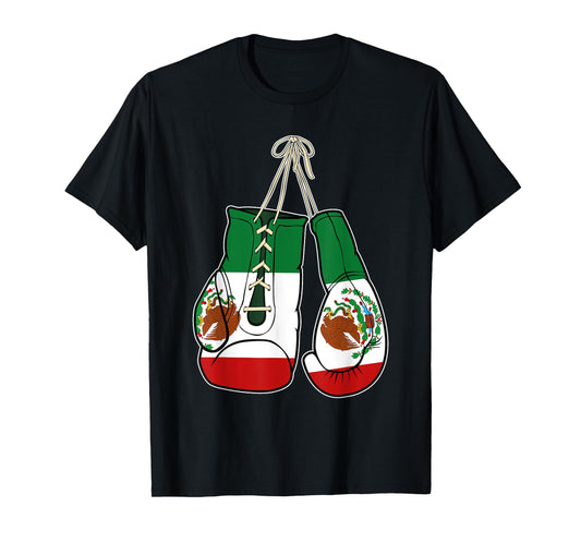 Boxing Gloves Mexico Flag Kickboxer Combat Fighter T-Shirt