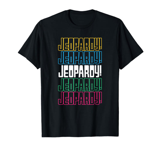 Jeopardy! Repeat Logo T-Shirt - Unisex-Adults, Black, Small, Short Sleeve, Themed Novelty
