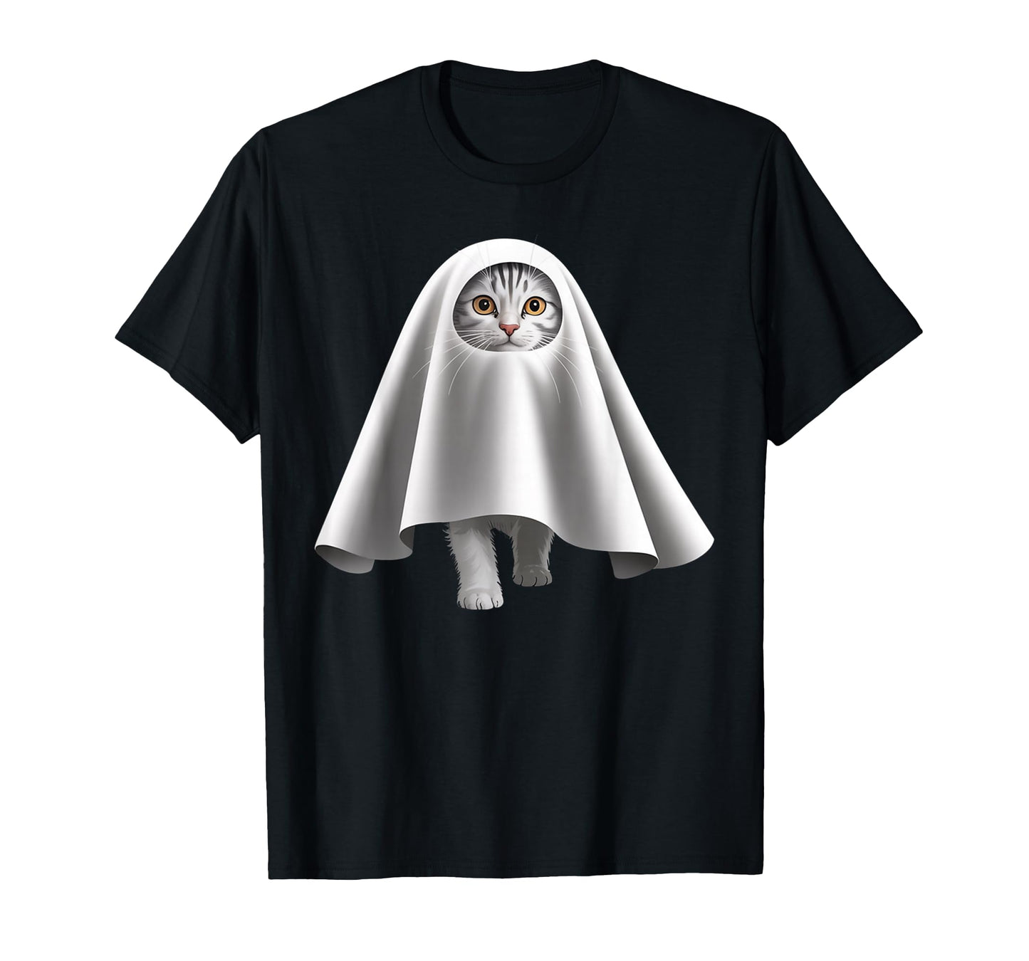 Ghost Cat Meme Funny Halloween Men Women Kids T-Shirt